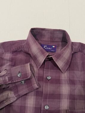 Rossini Firenze Italia Men’s S Purple Plaid Button Up Long Sleeve Shirt